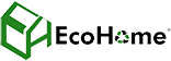 EcoHome logo featuring a green house icon and recycle symbol.