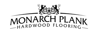 Monarch Plank hardwood flooring logo with decorative graphic above the text.