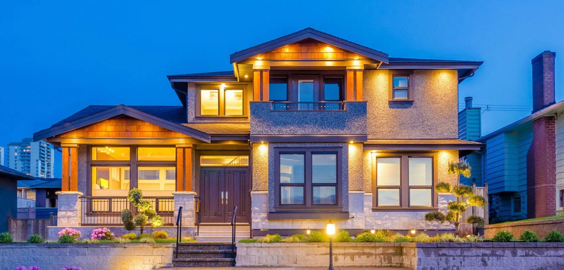 House exterior with beautiful lightings
