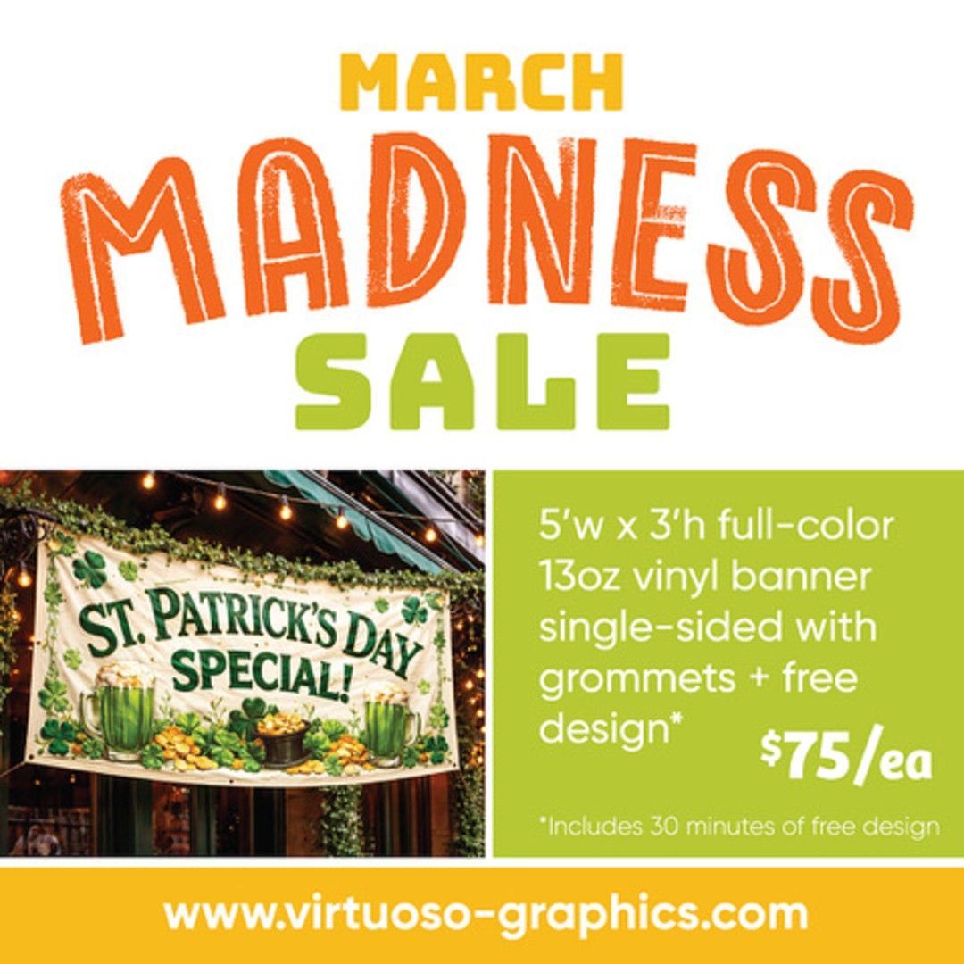 Sale banner for St. Patrick's Day. It shows a banner with