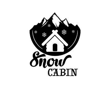 Logo: Snow cabin design with mountains, snowflakes, and a cabin outline.