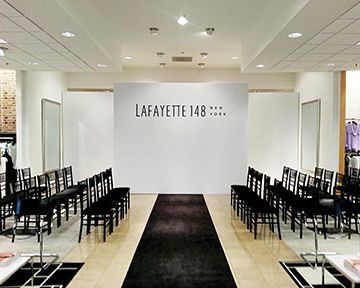 Fashion runway set. White backdrop with 