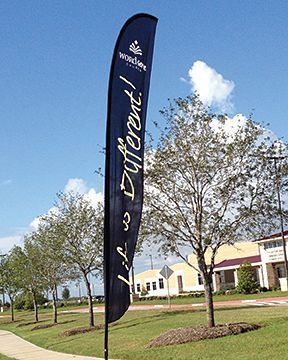 Black teardrop banner with 