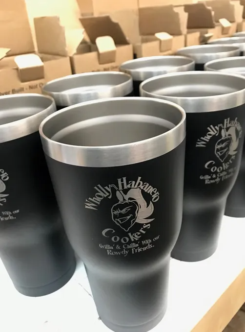 Black insulated tumblers with 