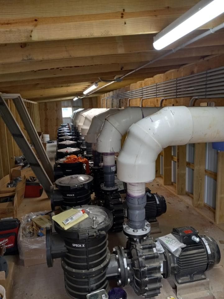 Row of filtration piping