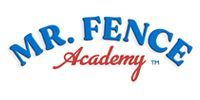 MR. FENCE Academy logo in blue and red text on a white background