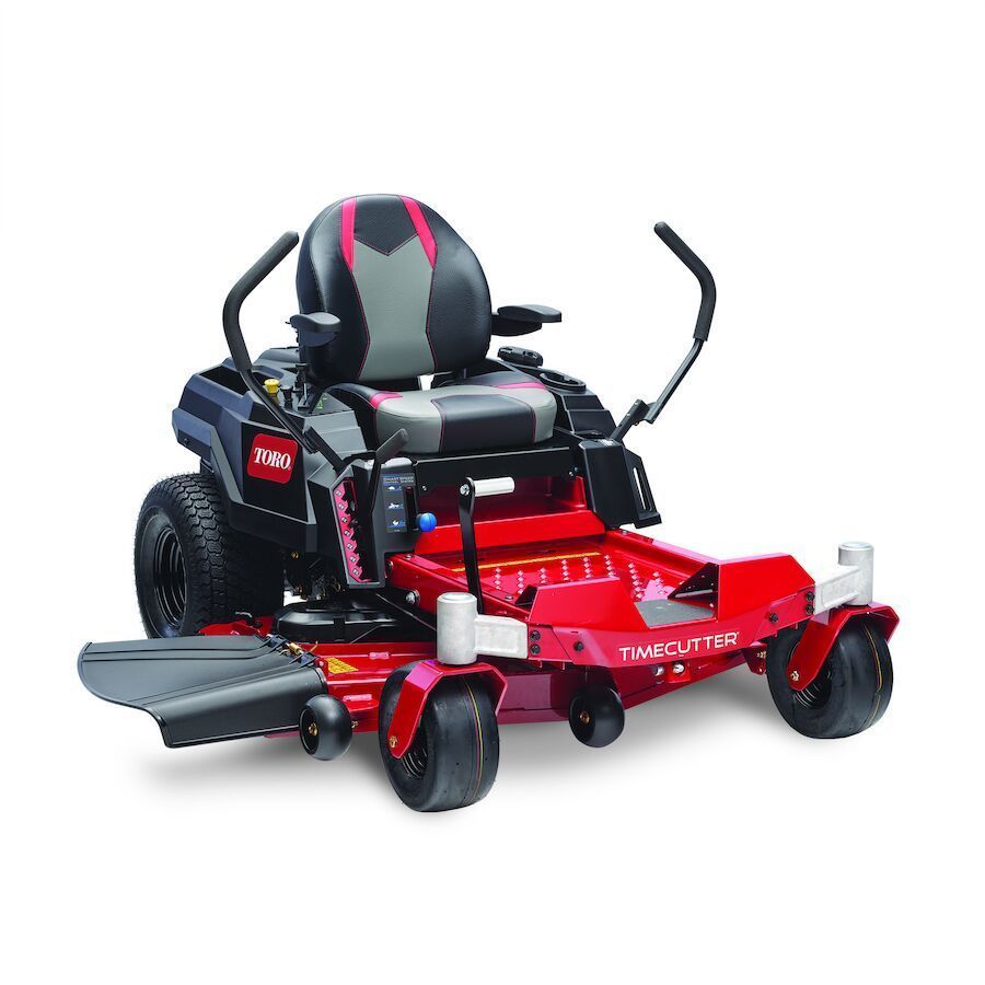 a red and black toro zero turn lawn mower on a white background