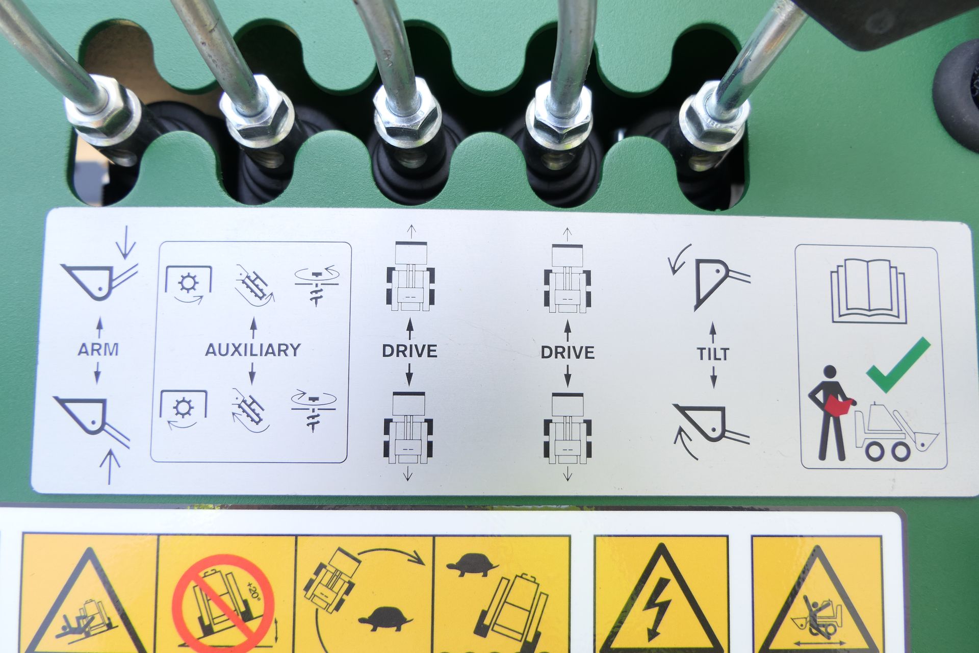 A white board with a bunch of warning signs on it