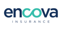The Encova Insurance logo featuring the word encova in dark blue with a teal infinity symbol and INSURANCE below it.