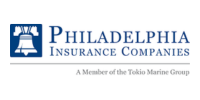 Philadelphia Insurance Companies logo featuring a blue Liberty Bell icon and text, noting they are a Tokio Marine member.