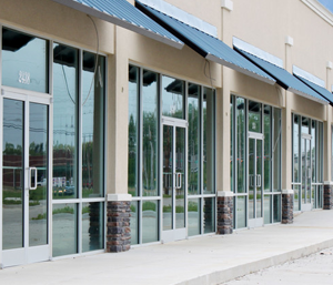 Commercial door glass