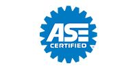 Blue ASE Certified gear-shaped logo with white text.