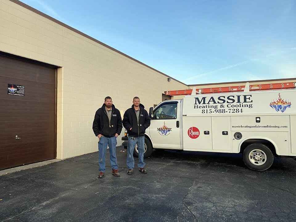 Company truck and staff