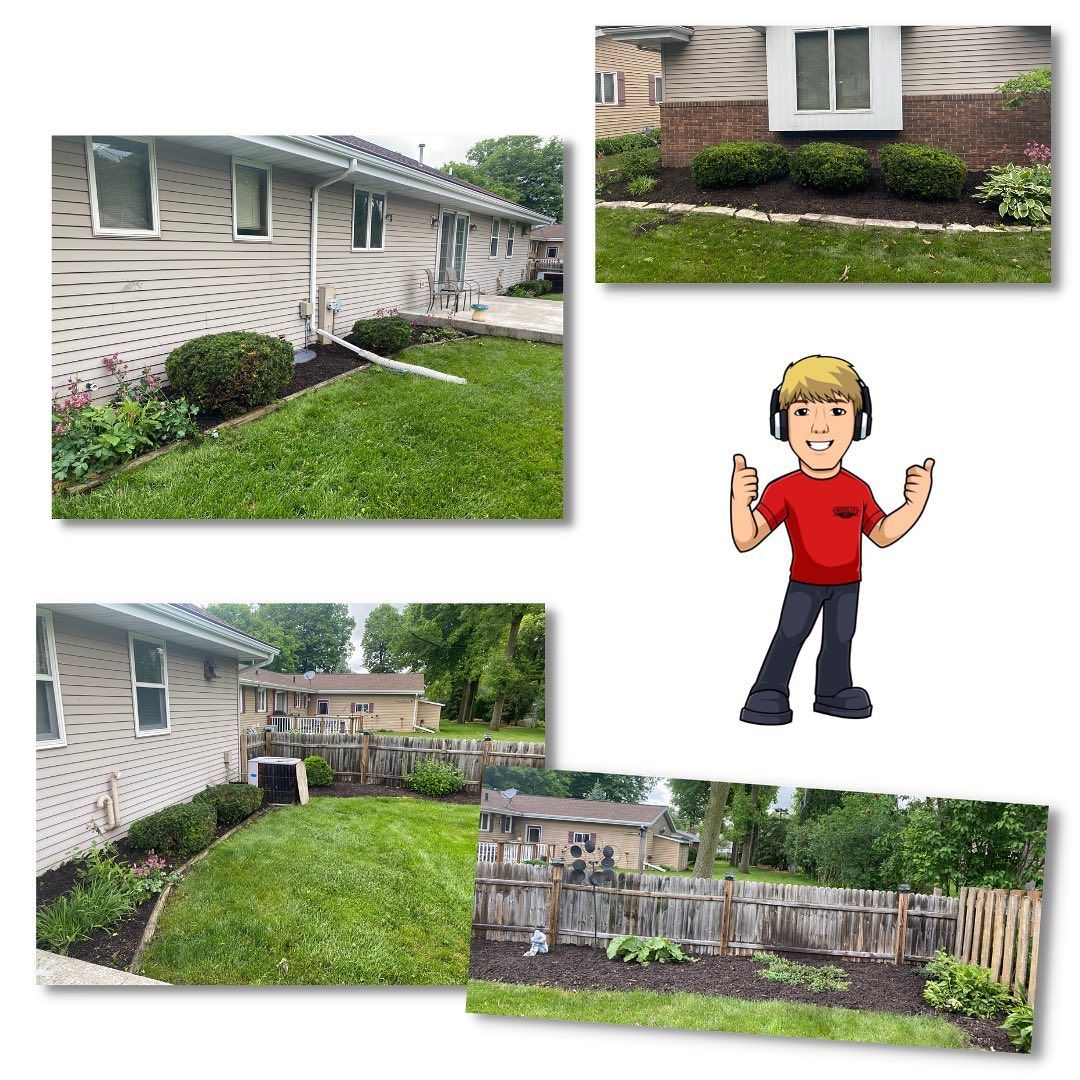 A cartoon of a man standing in front of a house