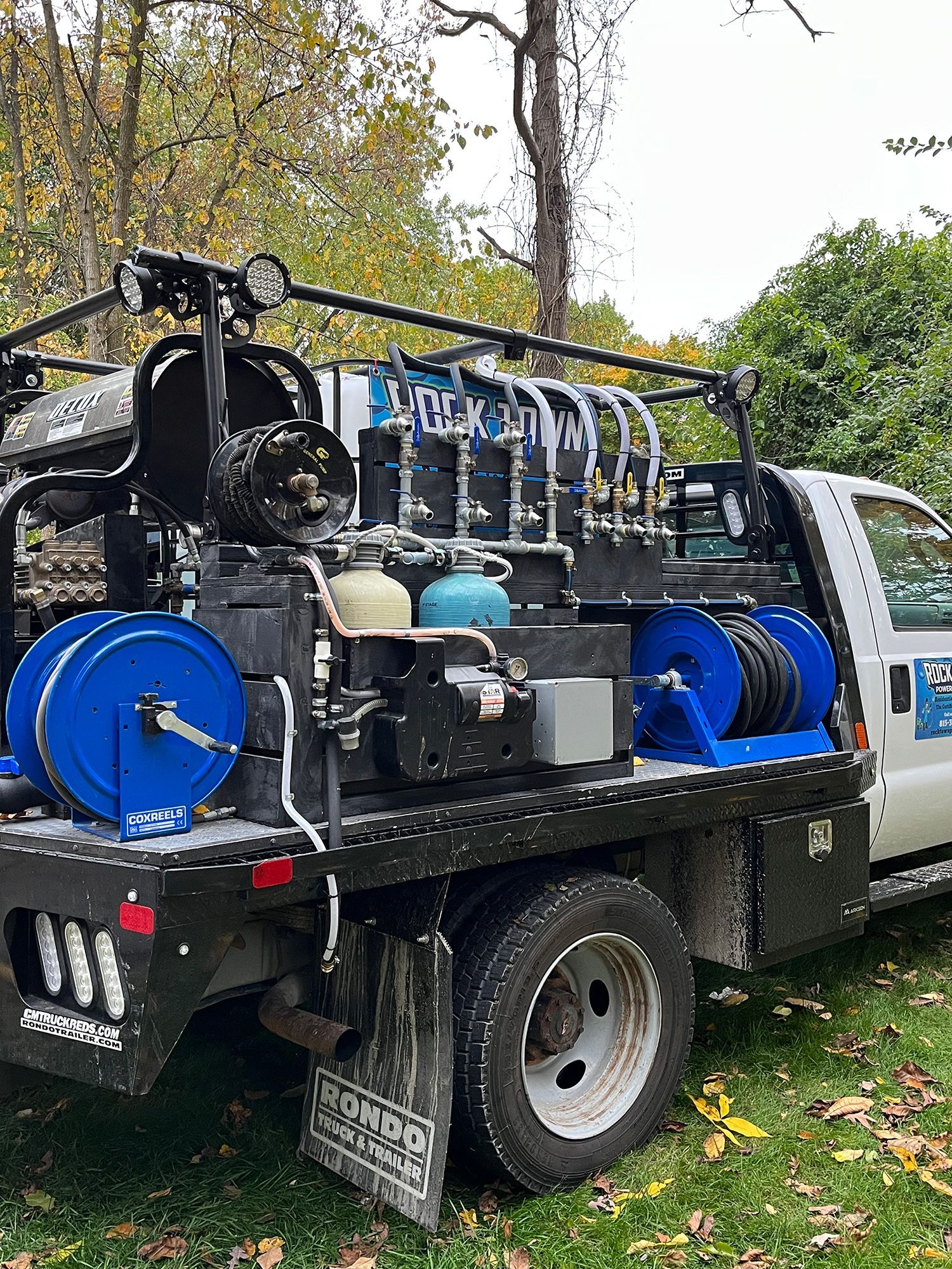 Power washing materials on a truck