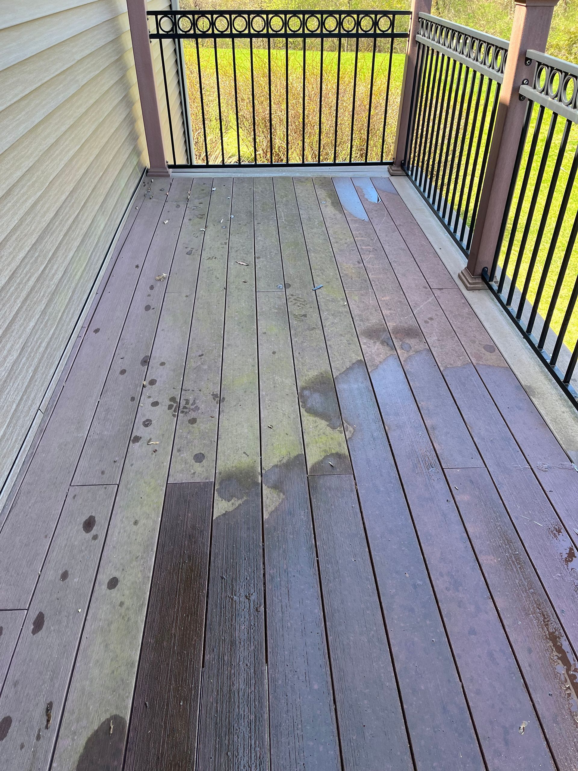 wooden deck power wash - before