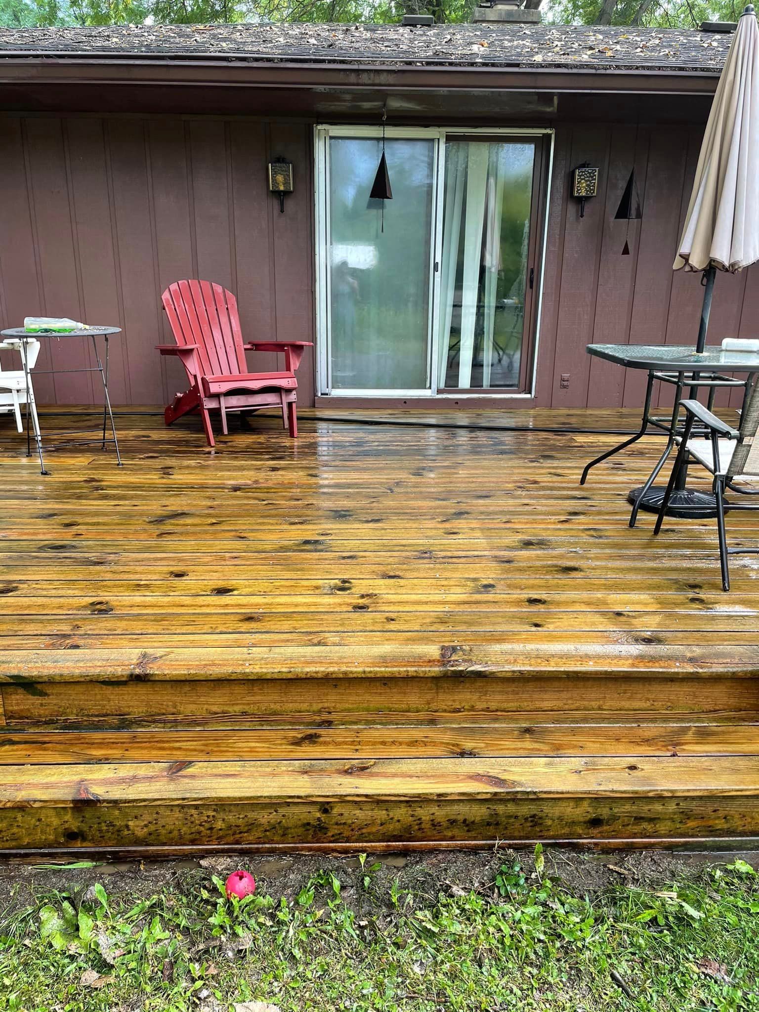 stained wood deck - after