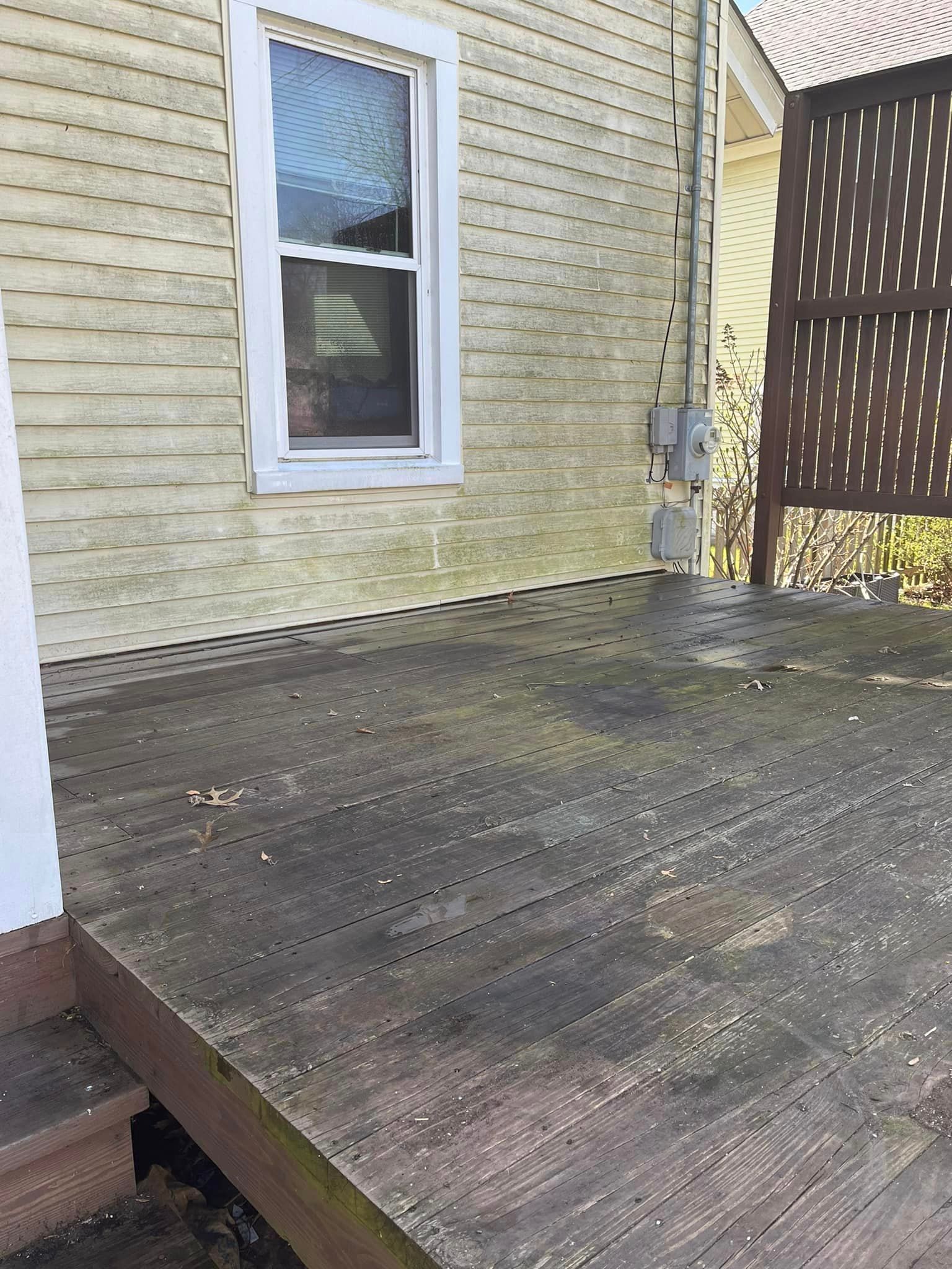dirty wood deck - before