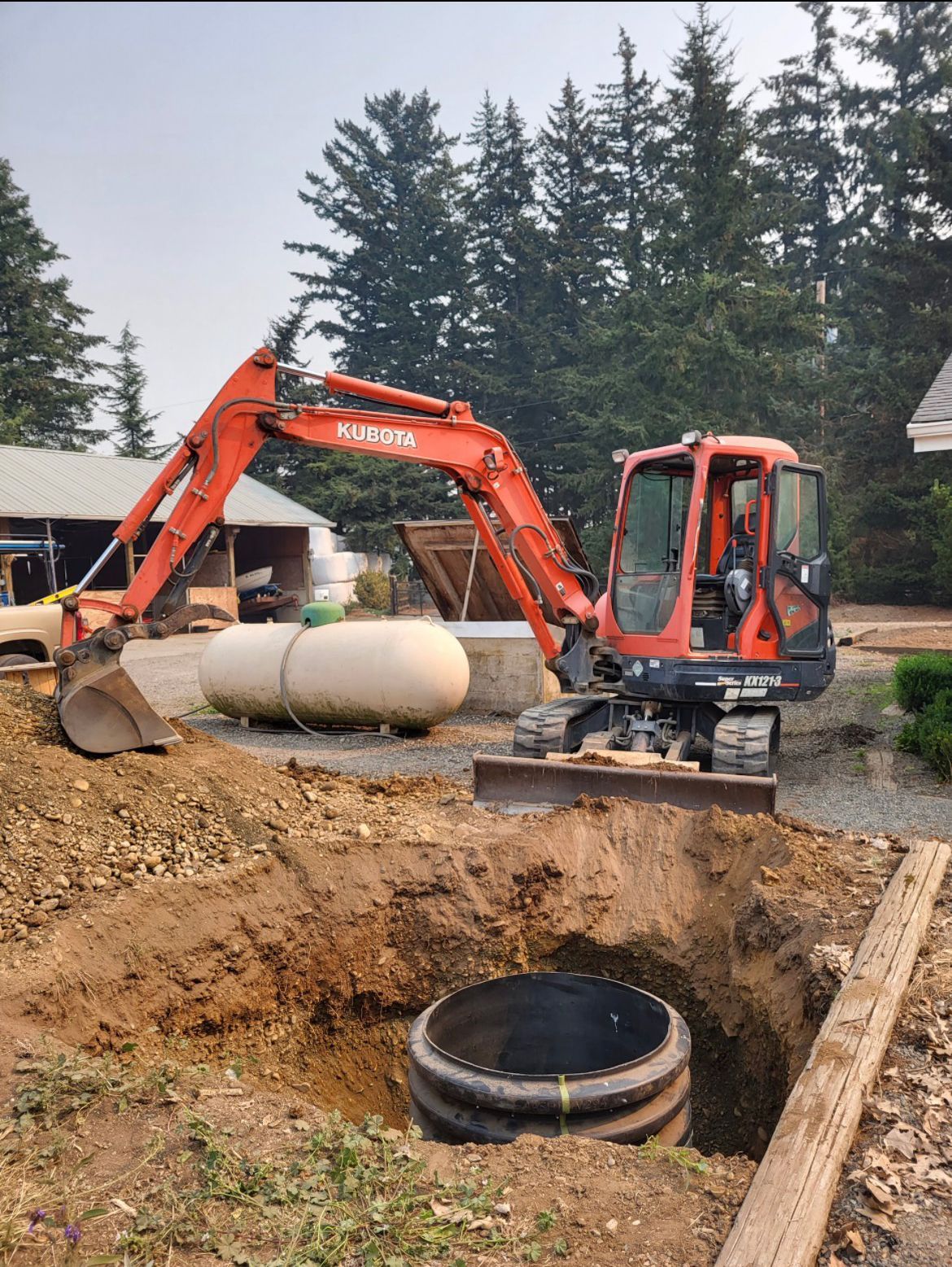 Excavating for septic system
