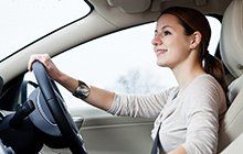 Woman driving a car