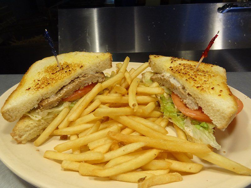 Sandwich and fries