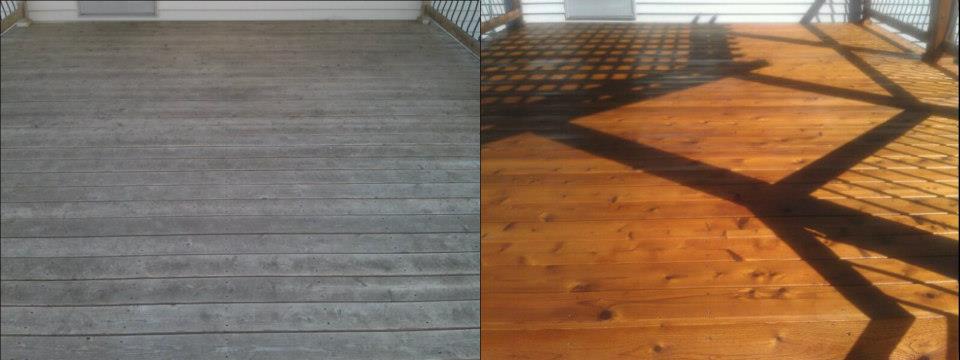 Before and after deck cleaning