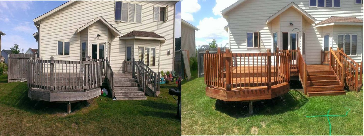 Before and after deck cleaning