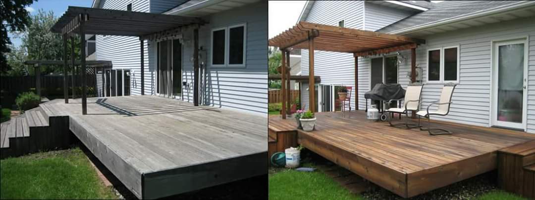 Before and after deck cleaning