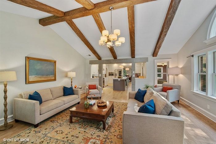 A living room with two couches and a coffee table