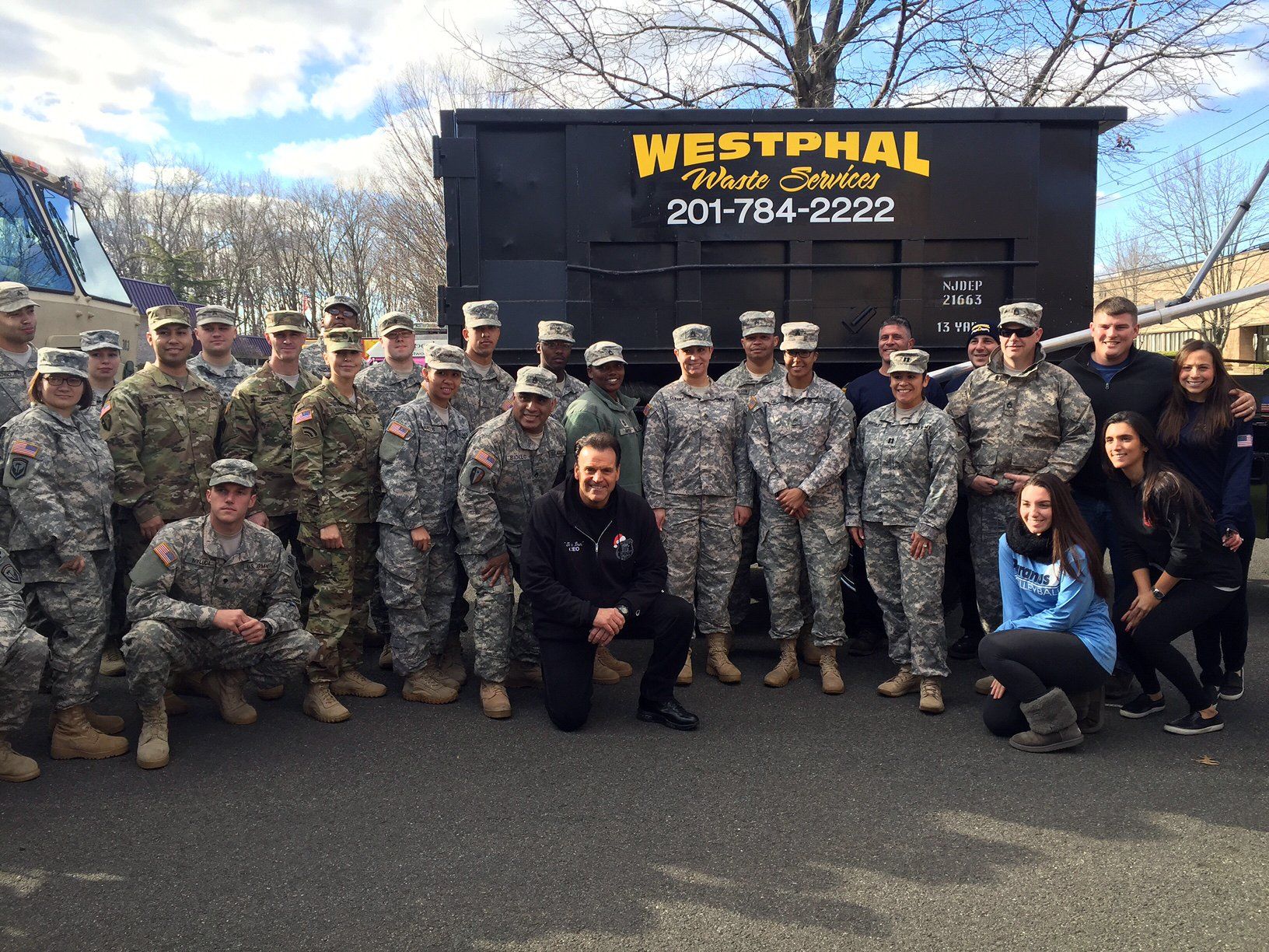 Dumpster with soldiers