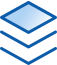 A stack of blue squares on top of each other on a white background