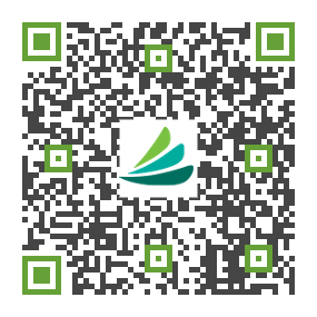 QR code with green corner markers and a teal-and-green logo in the center