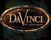 A logo for davinci roofscapes is shown on a dark background.
