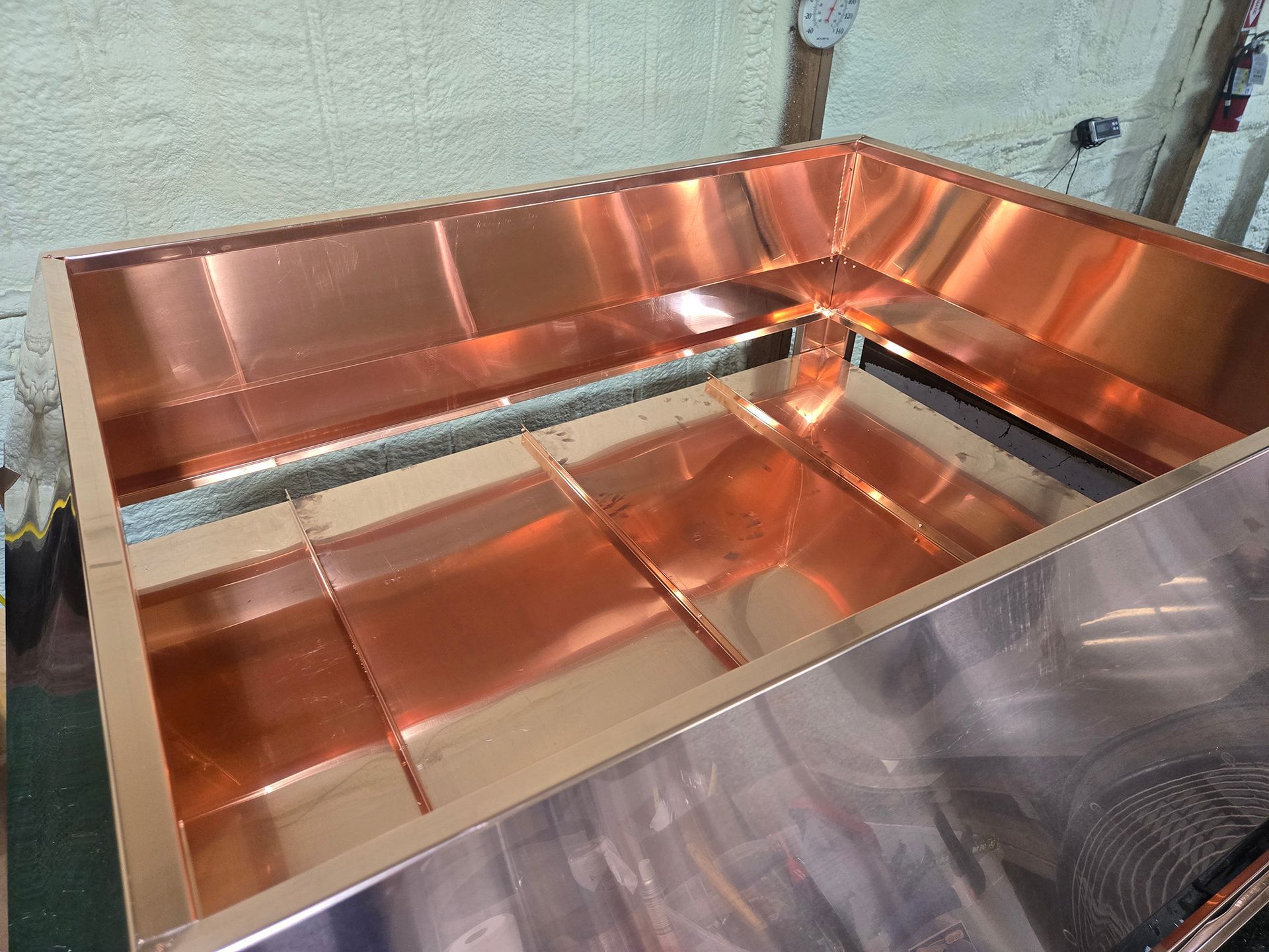 Copper-lined rectangular chimney cap