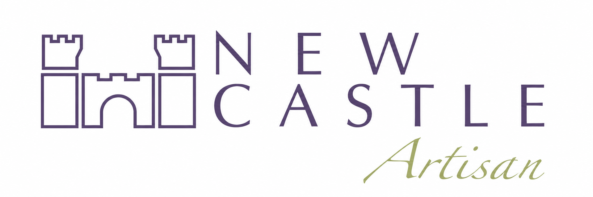 New Castle Artisan logo in purple and gold on a white background