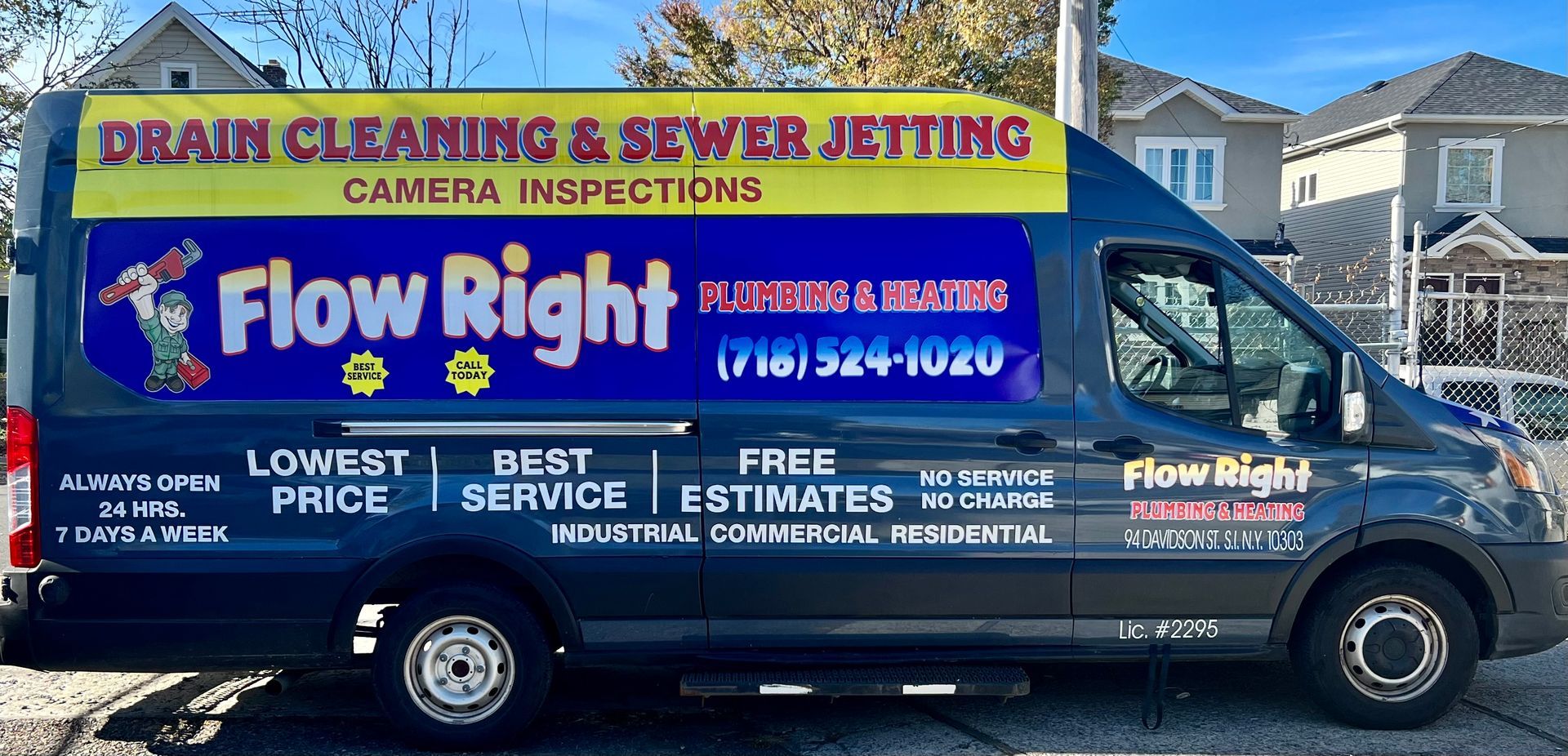 Plumbing, drain cleaning, commercial & residential. Service Van
