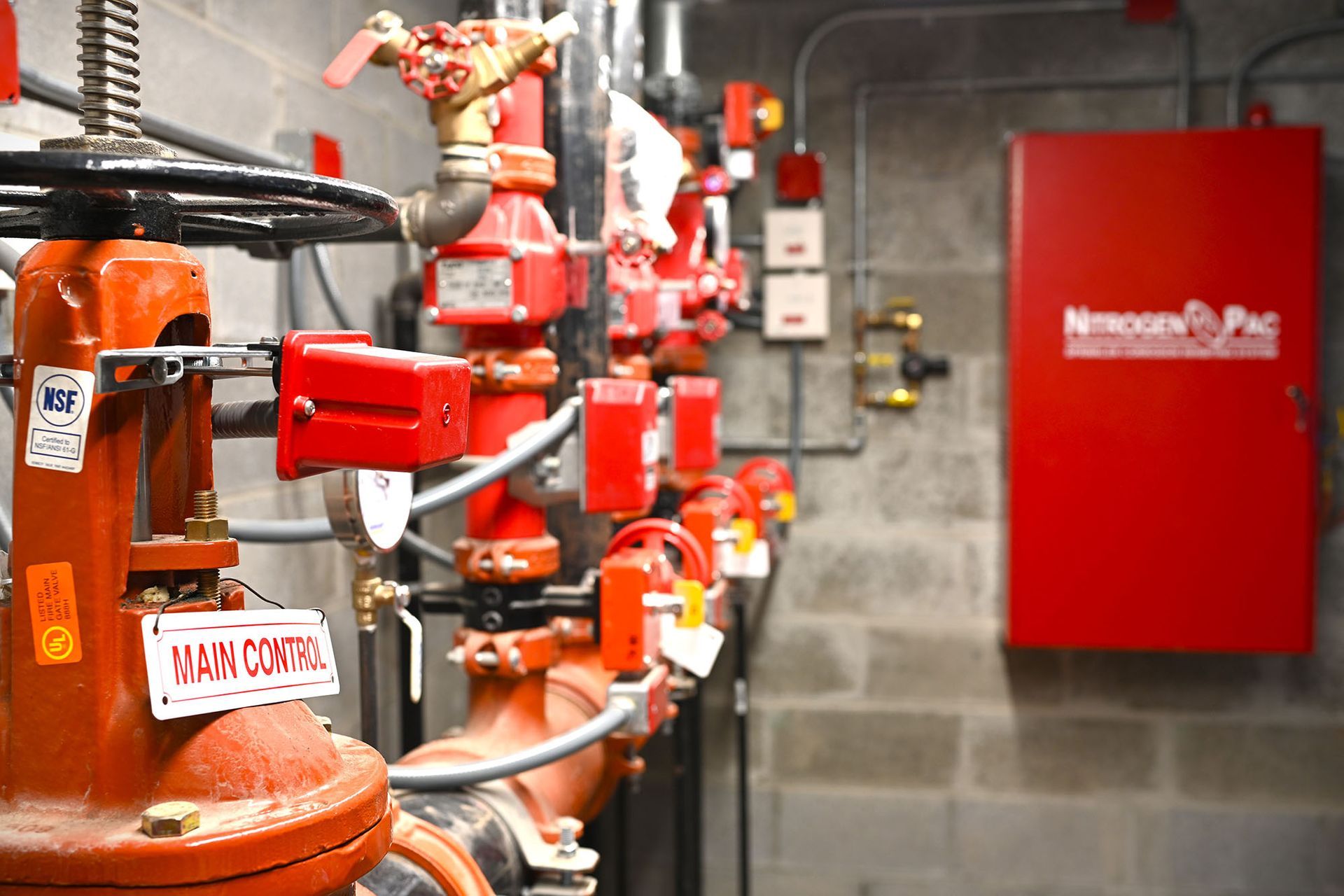 A red door with the word nitrogen pac on it