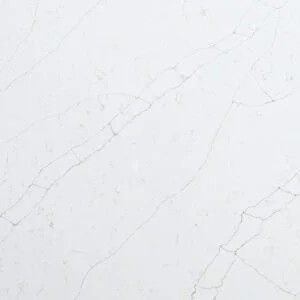 White quartz countertop with gray veining.