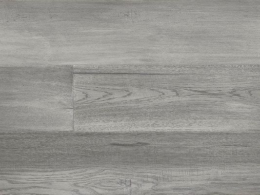 Gray wood flooring with horizontal planks and wood grain texture.