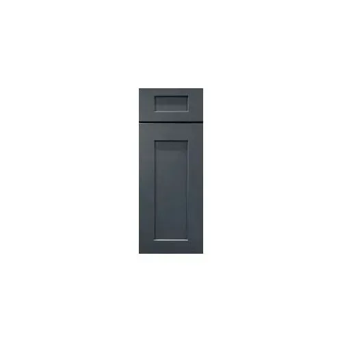 Dark gray shaker-style kitchen cabinet with a rectangular raised panel door.