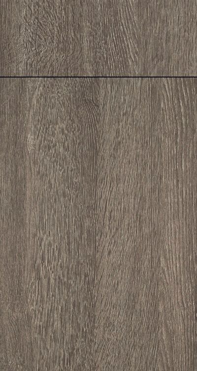 Wood cabinet door with dark brown grain.