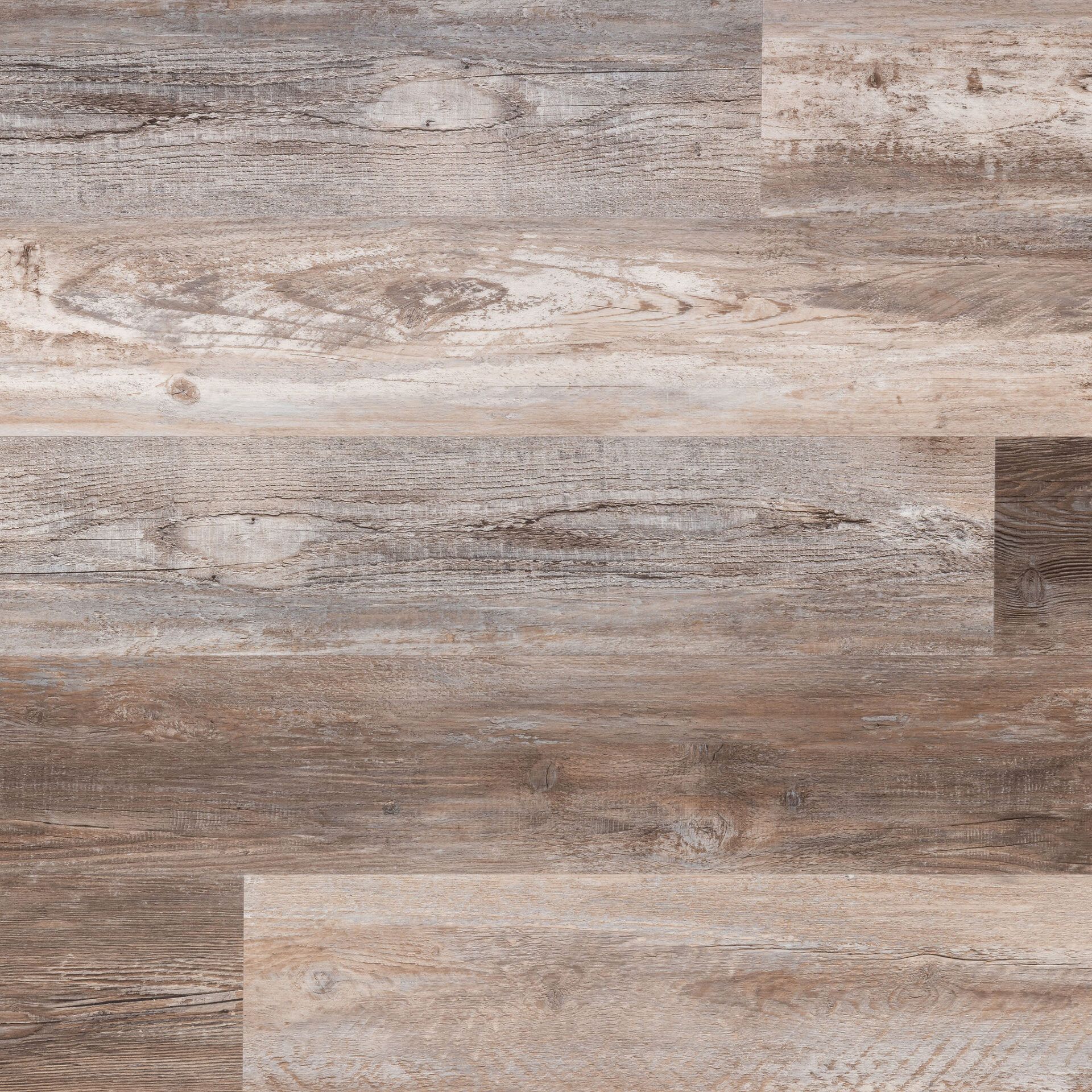 Wooden floorboards with a weathered, distressed finish in shades of brown and gray.