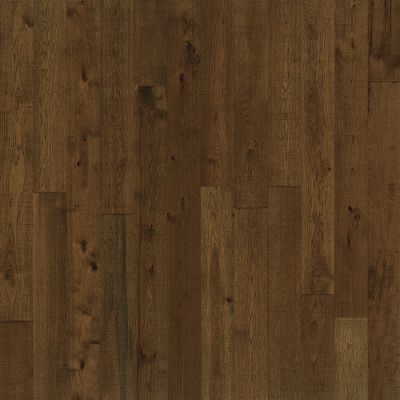 Dark brown wood flooring with vertical planks and visible wood grain.