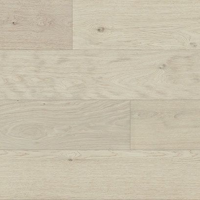 Light wood-look flooring with various wood grain patterns and knots, in a neutral, beige tone.