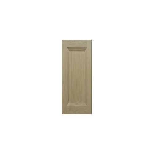 Wooden cabinet door with recessed panel. Light wood color.