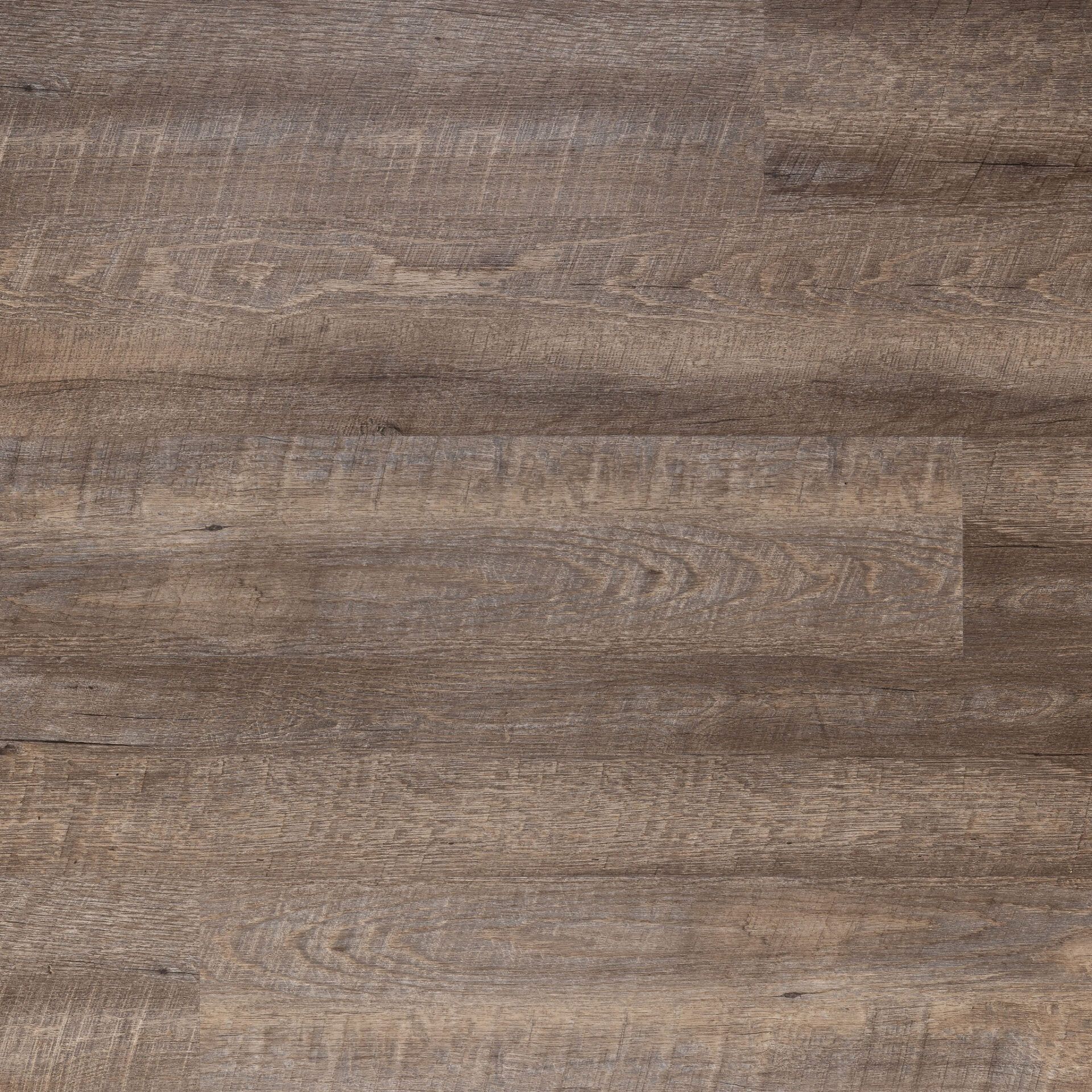 Wood-look flooring in shades of brown and gray with visible grain and texture.