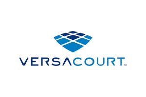 VersaCourt logo: Blue diamond-shaped design above
