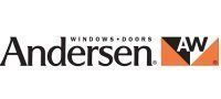Andersen Windows and Doors logo with orange, black, and white geometric design.