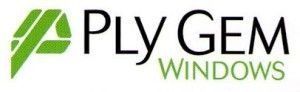 Ply Gem Windows logo with green geometric design and text 