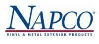 Logo for Napco, a vinyl and metal exterior products company. Dark blue text, dark red underline.